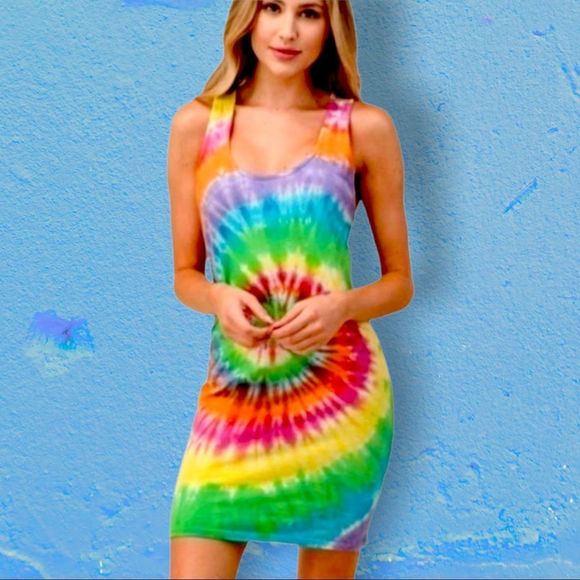 Tie Dye Rainbow Mini Dress - Picture 16 of 16
